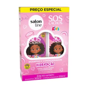 Kit Shampoo 300ml + Condicionador 200ml SOS Cachos Kids Hidratação Salon Line