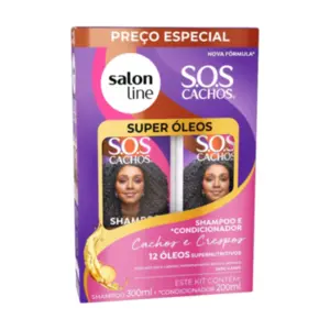 Kit Shampoo 300ml + Condicionador 200ml SOS Cachos Super Óleos Salon Line