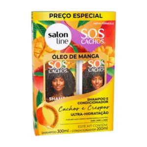 Kit Shampoo 300ml + Condicionador 200ml SOS Cachos Óleo de Manga Salon Line