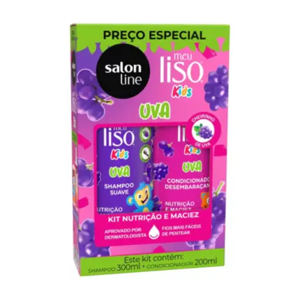 Kit Shampoo 300ml + Condicionador 200ml Uva Meu Liso Kids Salon Line