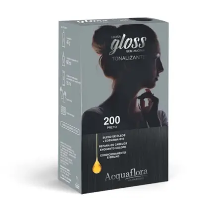 Kit Tonalizante Hidra Gloss 200 Preto Acquaflora