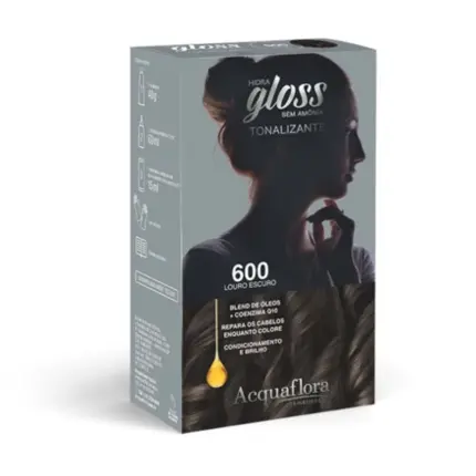 Kit Tonalizante Hidra Gloss 600 Louro Escuro Acquaflora