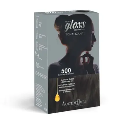Kit Tonalizante Hidra Gloss 500 Castanho Claro Acquaflora