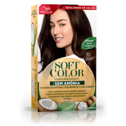 Coloração Sem Amônia Soft Color 30 Castanho Escuro Wella
