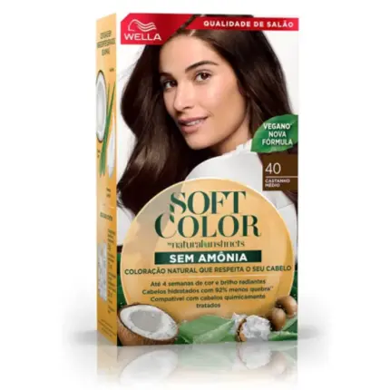Coloração Sem Amônia Soft Color 40 Castanho Médio Wella
