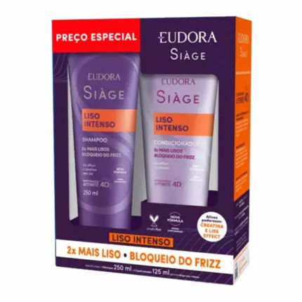 Kit Especial Shampoo 250ml + Condicionador Liso Intenso 125ml Eudora Siàge